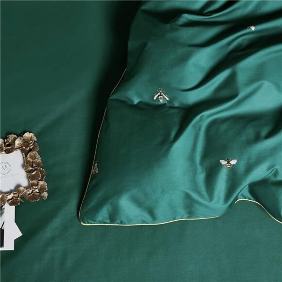 NEW Anthro Emerald Green Bee Boho Queen / King Size Bedding Duvet Sham Case Set - Picture 5 of 13